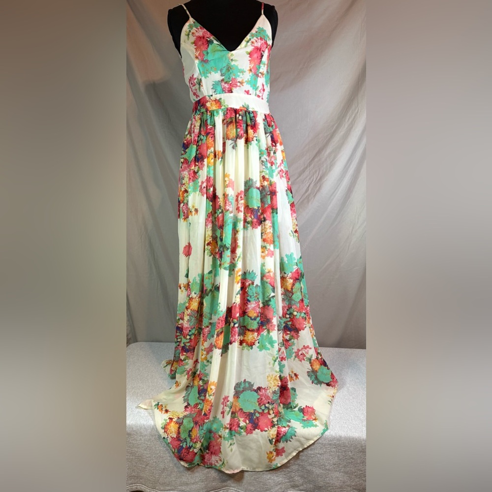 Modern Vintage Boutique Floral Backless Maxi Dress‎ 🌸